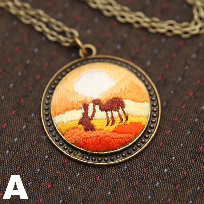 Embroidery Landscape Necklace Kits | Diy Backpack Pendant | Unique Birthday Gifts - A - image 5