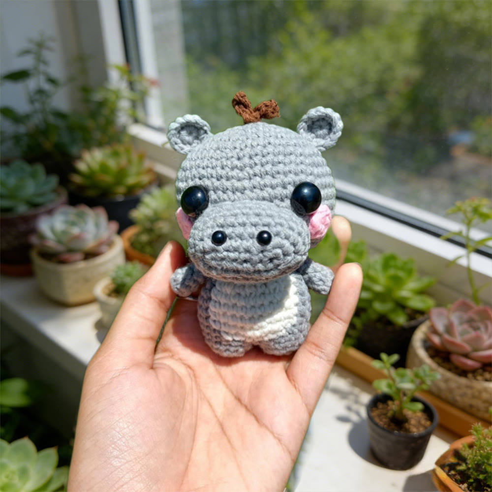 Diy Handmade Little Hippo Crochet Kit - Adorable Animal Doll | Perfect Bag Hanging Decor  - image 6
