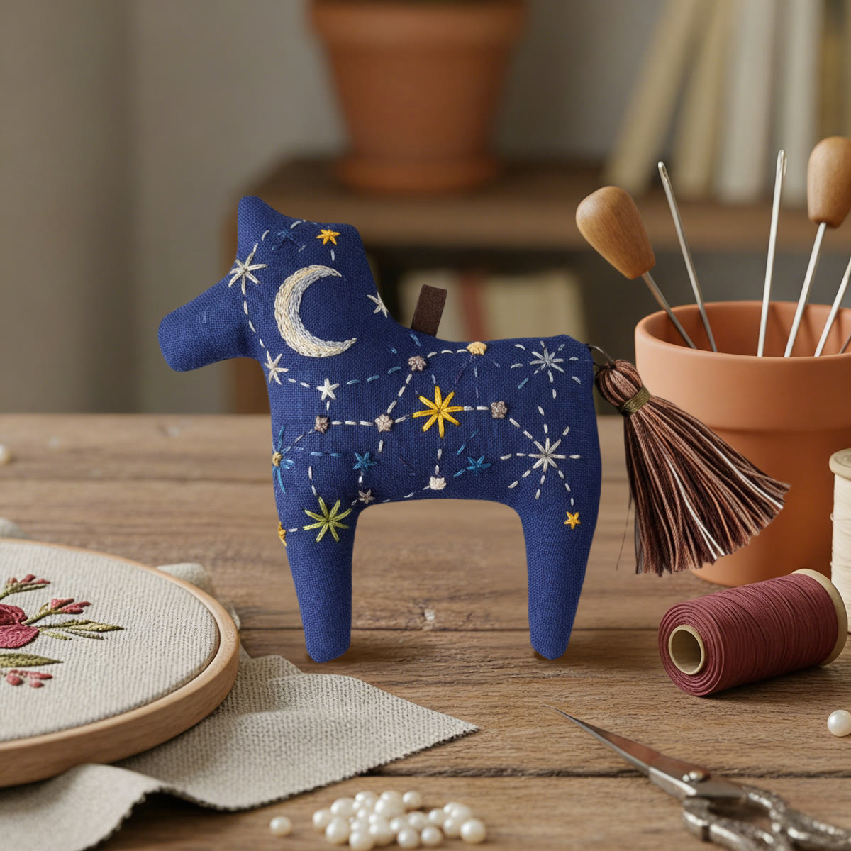 Rubbyoo Dala Horse Embroidery Kit - Celestial Moon | Whimsical Gift | Minimalist Home Decor  - image 7
