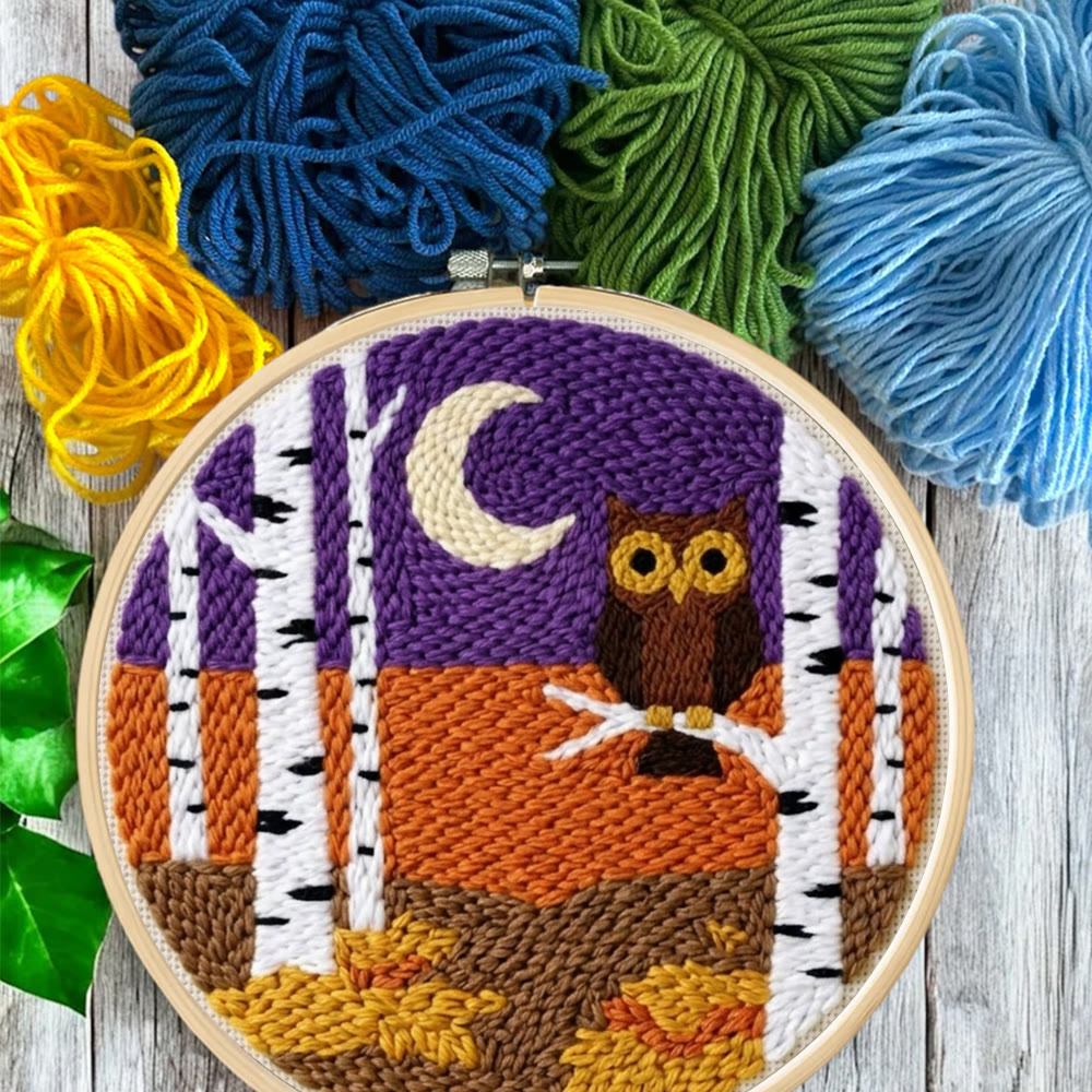 Owl & Birches King Punch Needle Kit - Whimsical Easy-to-do Craft Gift | High Saturation Style Studio Ornament - image 6