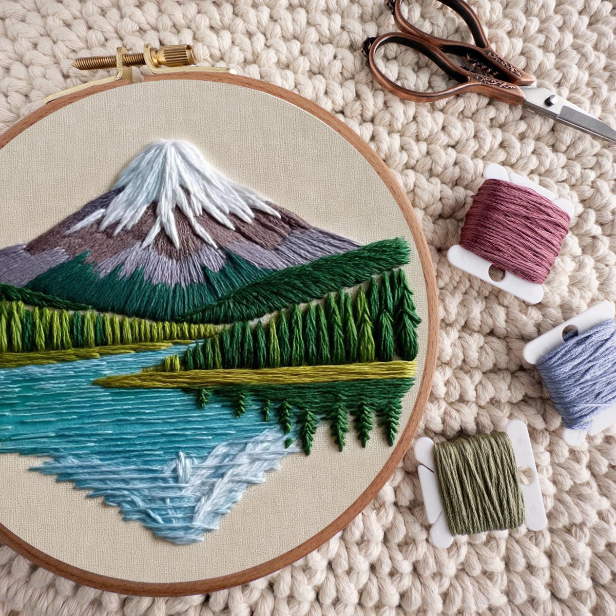 Rubbyoo Embroidery Kit - Snow-capped Mountain Lake | Accessible Diy | Serene Home Vibe - image 10