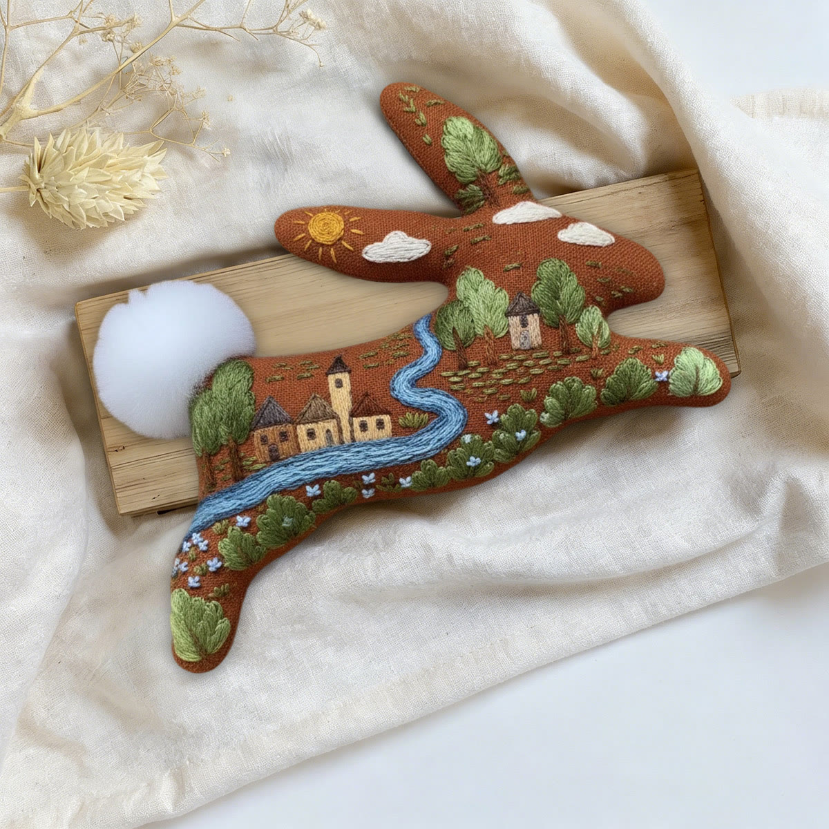 Rubbyoo Rabbit Embroidery Kit - Happy Town |  Diy Landscape Craft | Perfect Home Decor - image 6