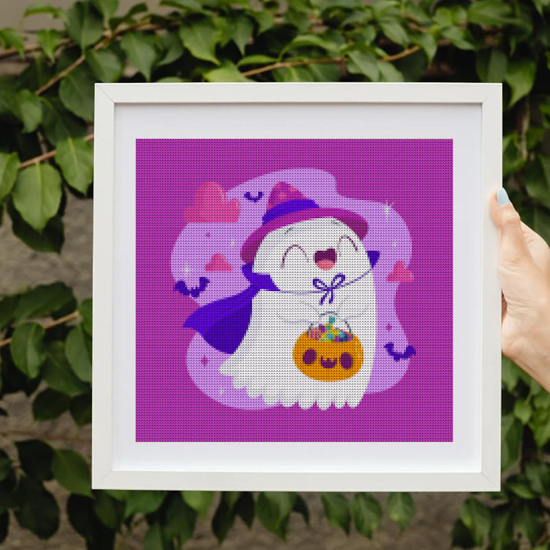Cross Stitch Kit - Happy Ghost | Adorable Halloween Craft | Nice Wall Hanging Decor - image 6