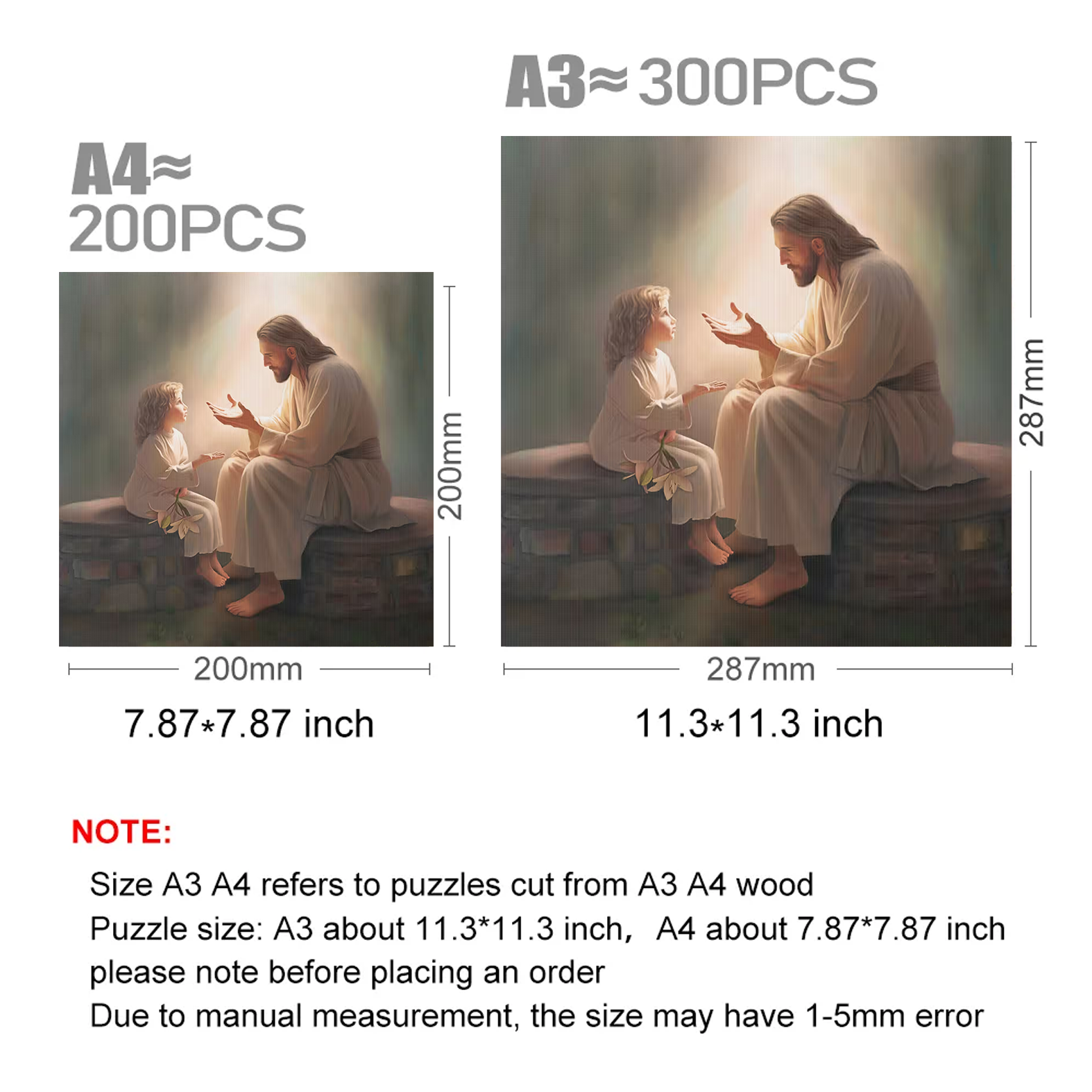 Jesus Christ with a little girl - Wooden Jigsaw Puzzle