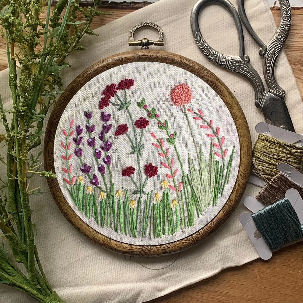 Rubbyoo Embroidery Kit- Flower Branches  Pattern | Embroidery Kit For Beginner,Modern Embroidery,Cross Stitch - image 8