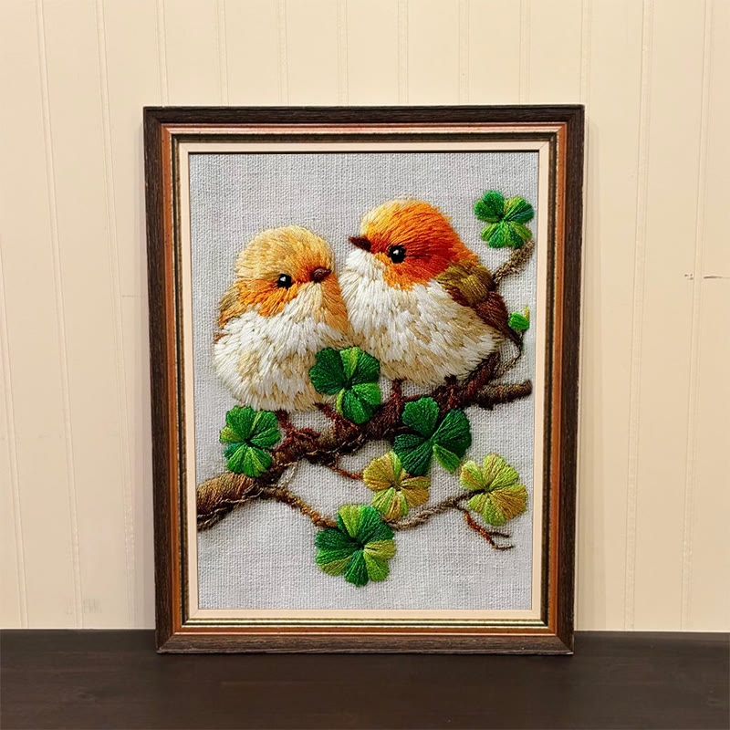 Rubbyoo Embroidery Kit - Twin Birds And Clover | Modern Decorative Craft | Perfect For Beginner Diy - image 4