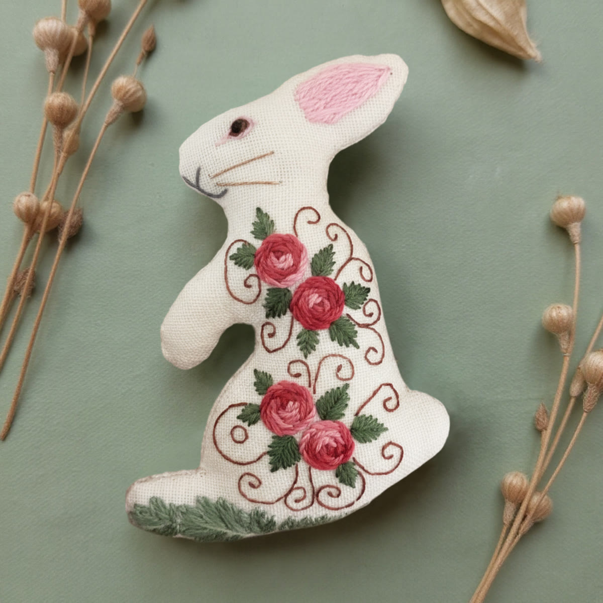 Rubbyoo Rabbit Embroidery Kit - Blooming Rose | Floral Stitch Art  | Perfect Handmade Craft For Mom - image 10