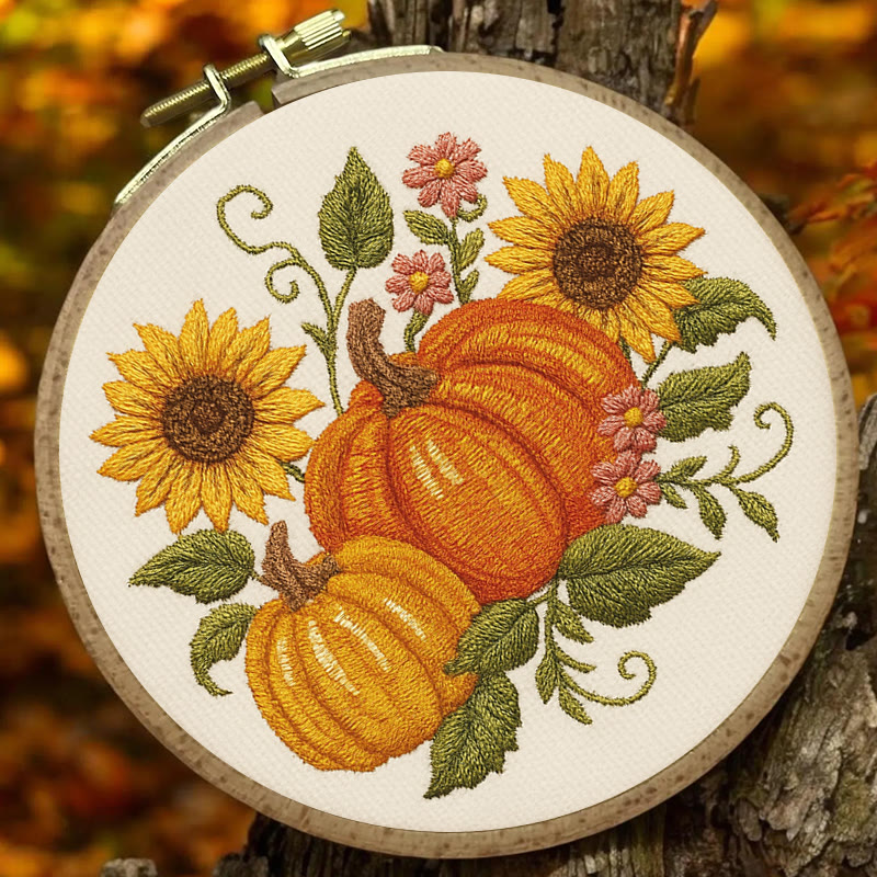 Rubbyoo Embroidery Kit - Sunflower Pumpkin | Diy Helloween Craft | Easy Beginner Needlework - image 8