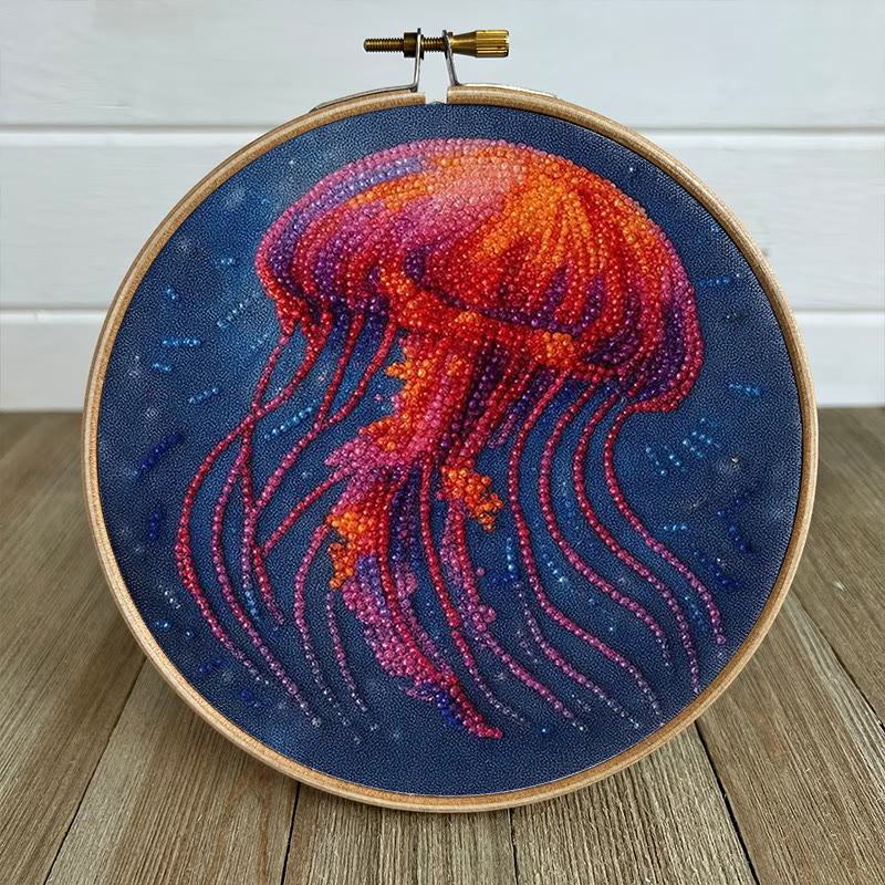 Rubbyoo Bead Embroidery Kit - Glowing Jellyfish | Creative Handmade Gifts | Handicraft For Beginners - image 4
