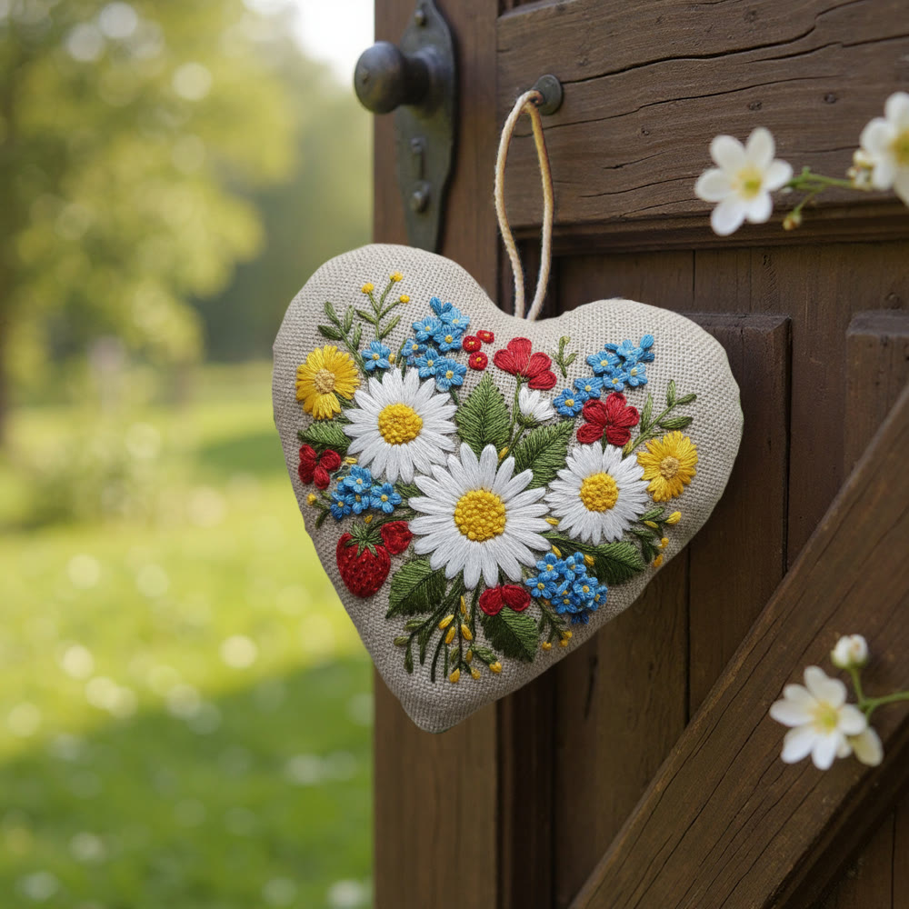Rubbyoo Heart Embroidery Kit - Daisy Love | Floral Needle Craft | Easy Handmade Project - image 4