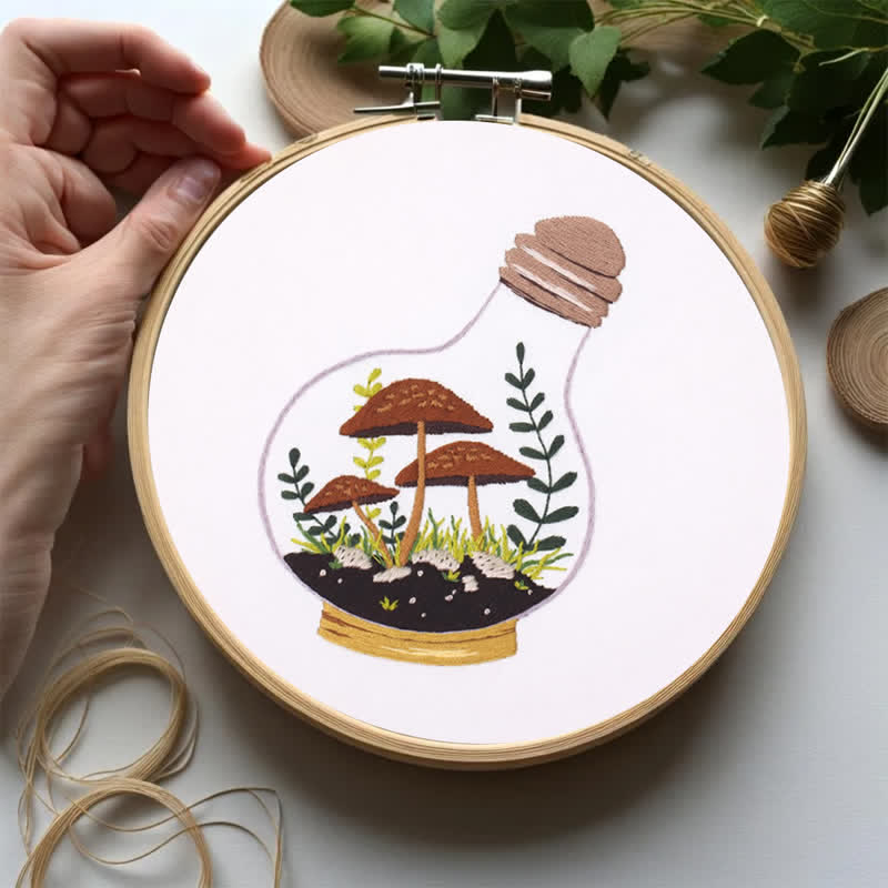 Rubbyoo Embroidery Kit - Glass Bottle Mushroom - image 5