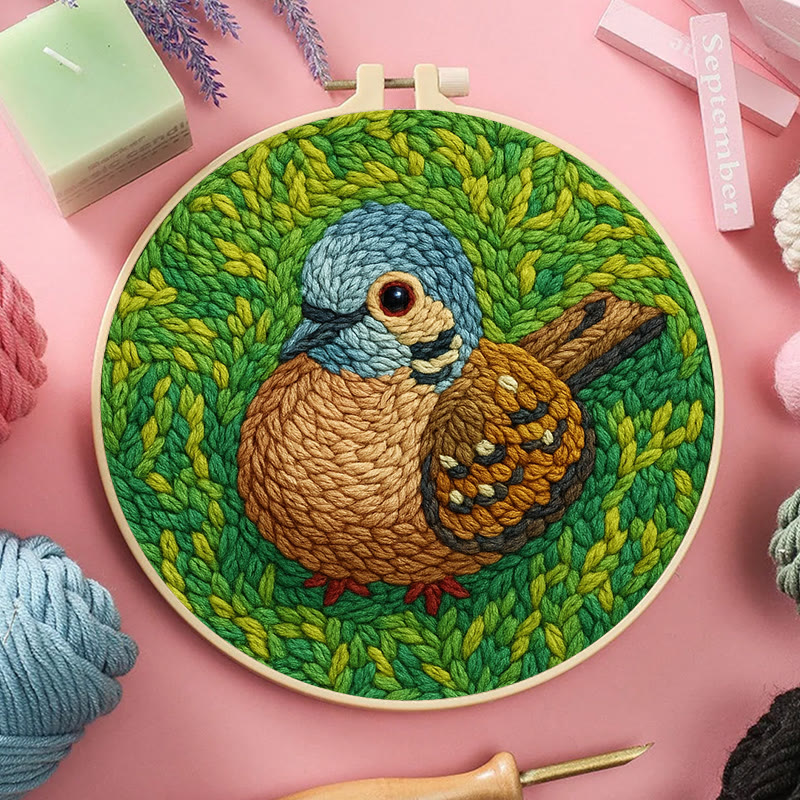 Little Sparrow Punch Needle Kit - Animal Yarn Craft | Relaxing Handmade Artwork - image 4