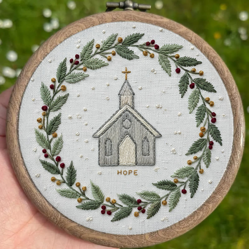 Rubbyoo Embroidery Kit -  Rustic Church | Christian Home Decor | Christmas Handmade Stitchwork  - image 5