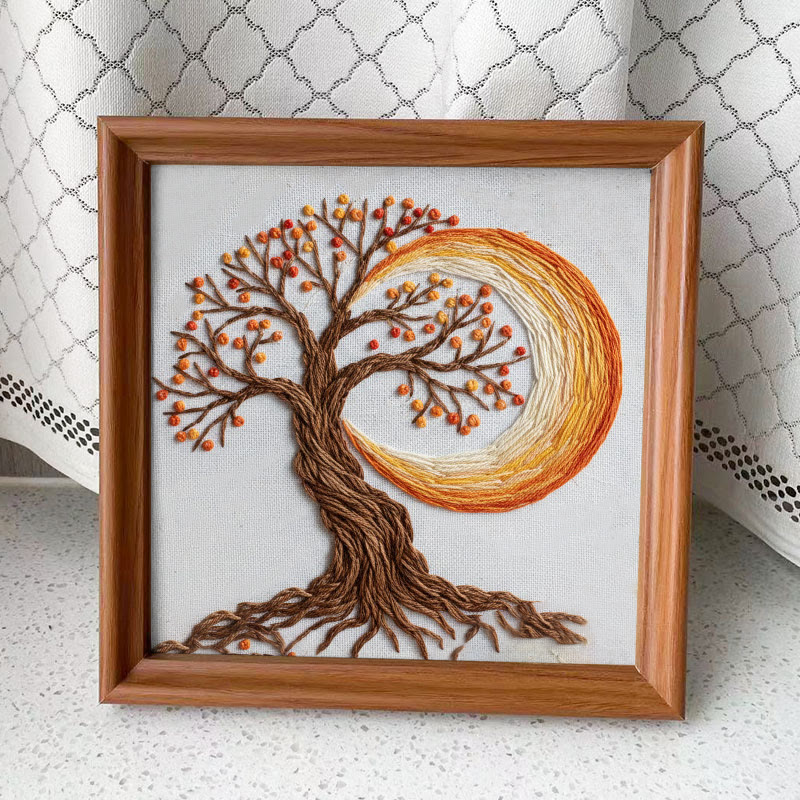 Rubbyoo Embroidery Kit - Tree Of Life | Creative Nature Pattern | Spiritual Handmade Craft   - Embroidery Kit Plus An Extra Frame - image 4