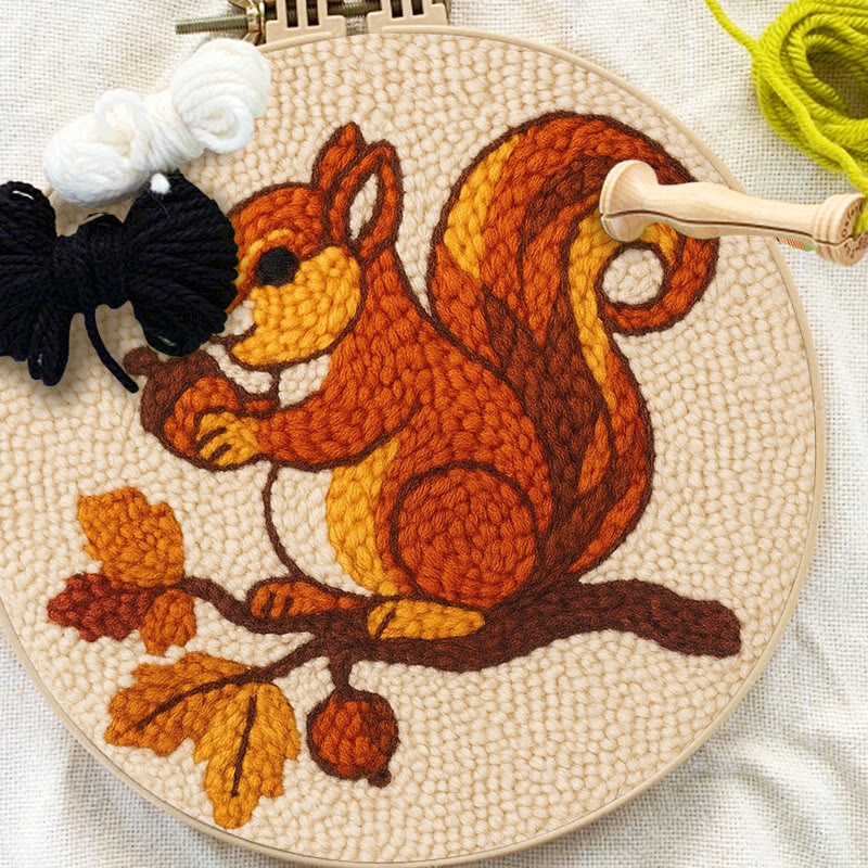  Little Squirrel Punch Needle Kit - Cute Animal Artcraft |  Beginner Handmade Coaster - image 8
