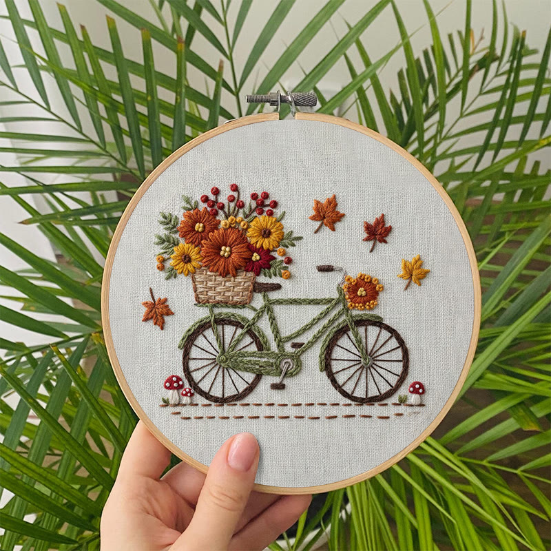 Rubbyoo Embroidery Kit - Bicycle With Flowers | Diy Starter Needle Kit | Perfect Home Decor - image 4