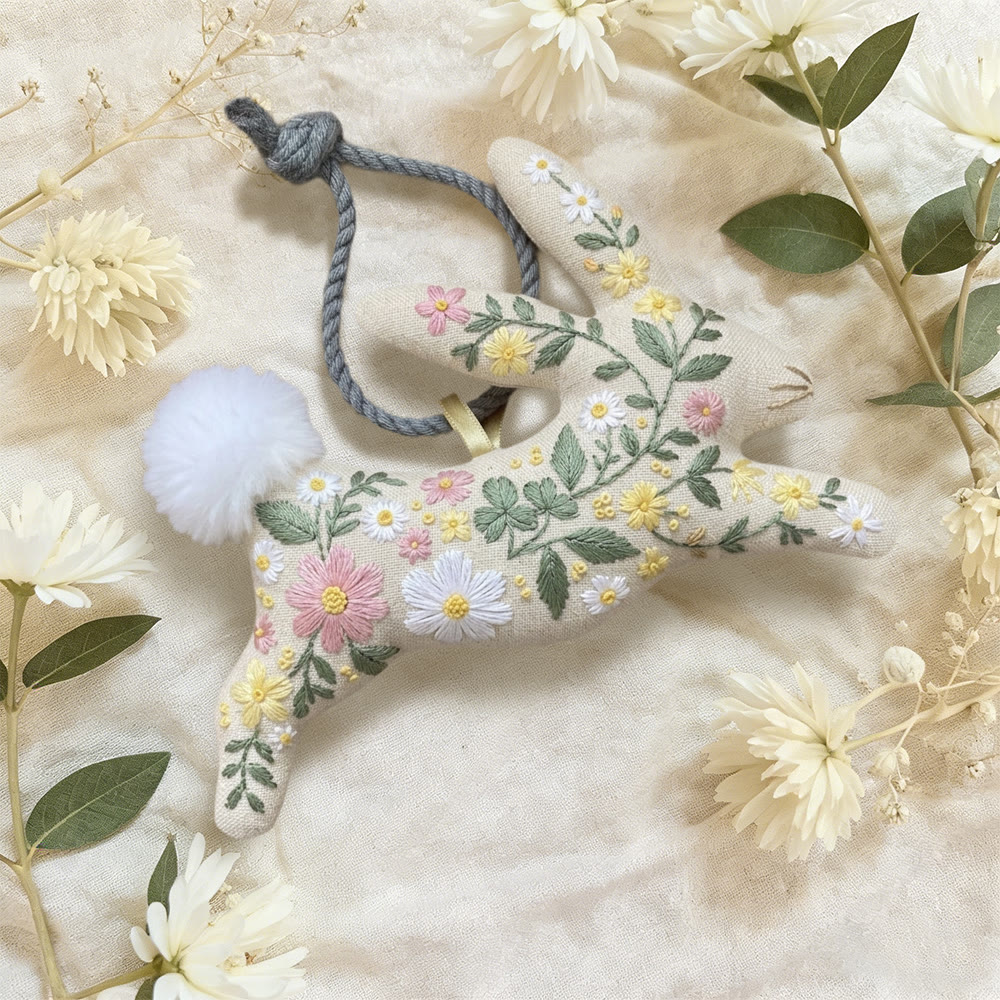 Rubbyoo Rabbit Embroidery Kit - Colorful Floral Cluster | Beginner-Friendly Craft | Exquisite Hanging Pendant - image 3