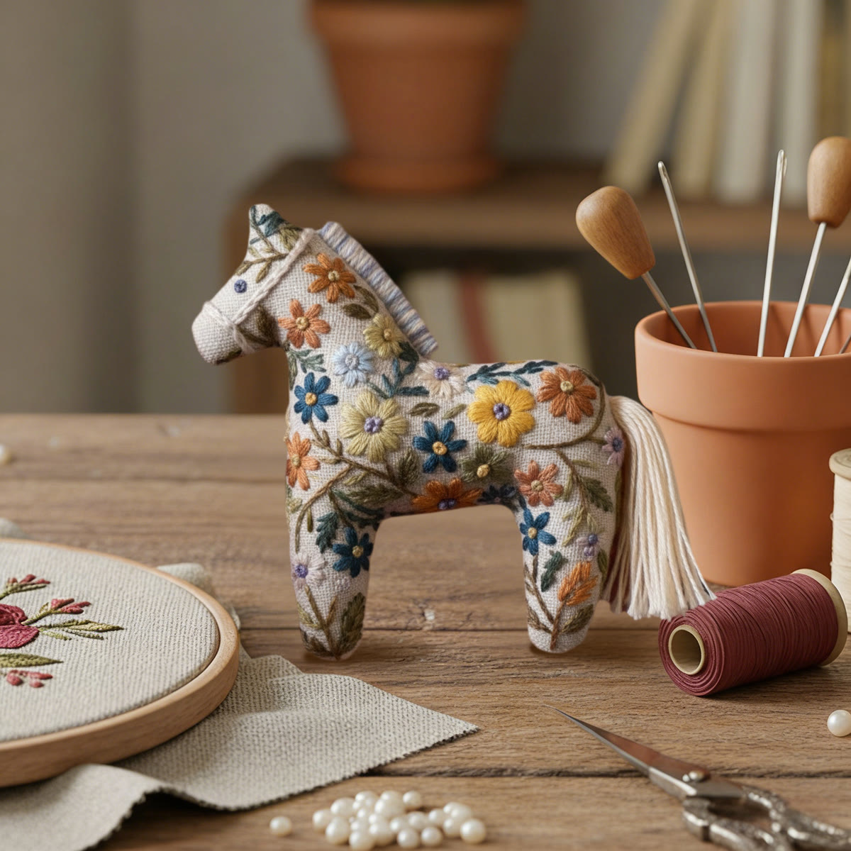 Rubbyoo Dala Horse Embroidery Kit - Spring Flower | Unique Gift For Mom | Diy Bag Ornaments - image 5