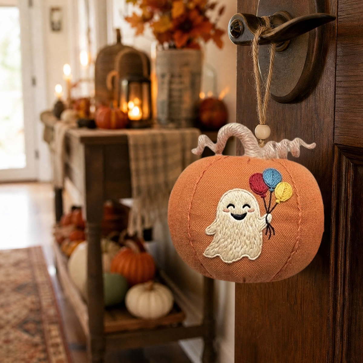 Rubbyoo Halloween Pumpkin Embroidery Kit -  Cute Ghost & Fall Pumpkins | Special Hand-stitiched Pumpkin Banner | Spooky Cute Ghost Ornament - image 9