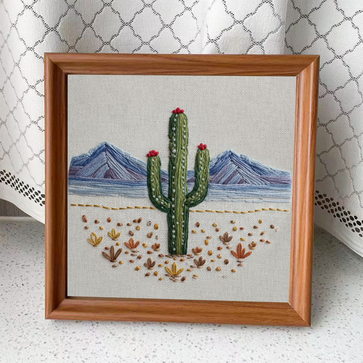 Rubbyoo Embroidery Kit - Flowering Cactus | Unique Stitch Craft | Perfect Birthday Gift  - Embroidery Kit Plus An Extra Frame - image 8