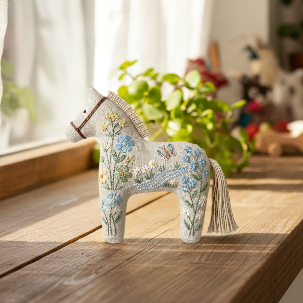 Rubbyoo Dala Horse Embroidery Kit - Butterfly And Stream Pattern | Mother's Day Keepsake | Unique Bag Pendant - image 5