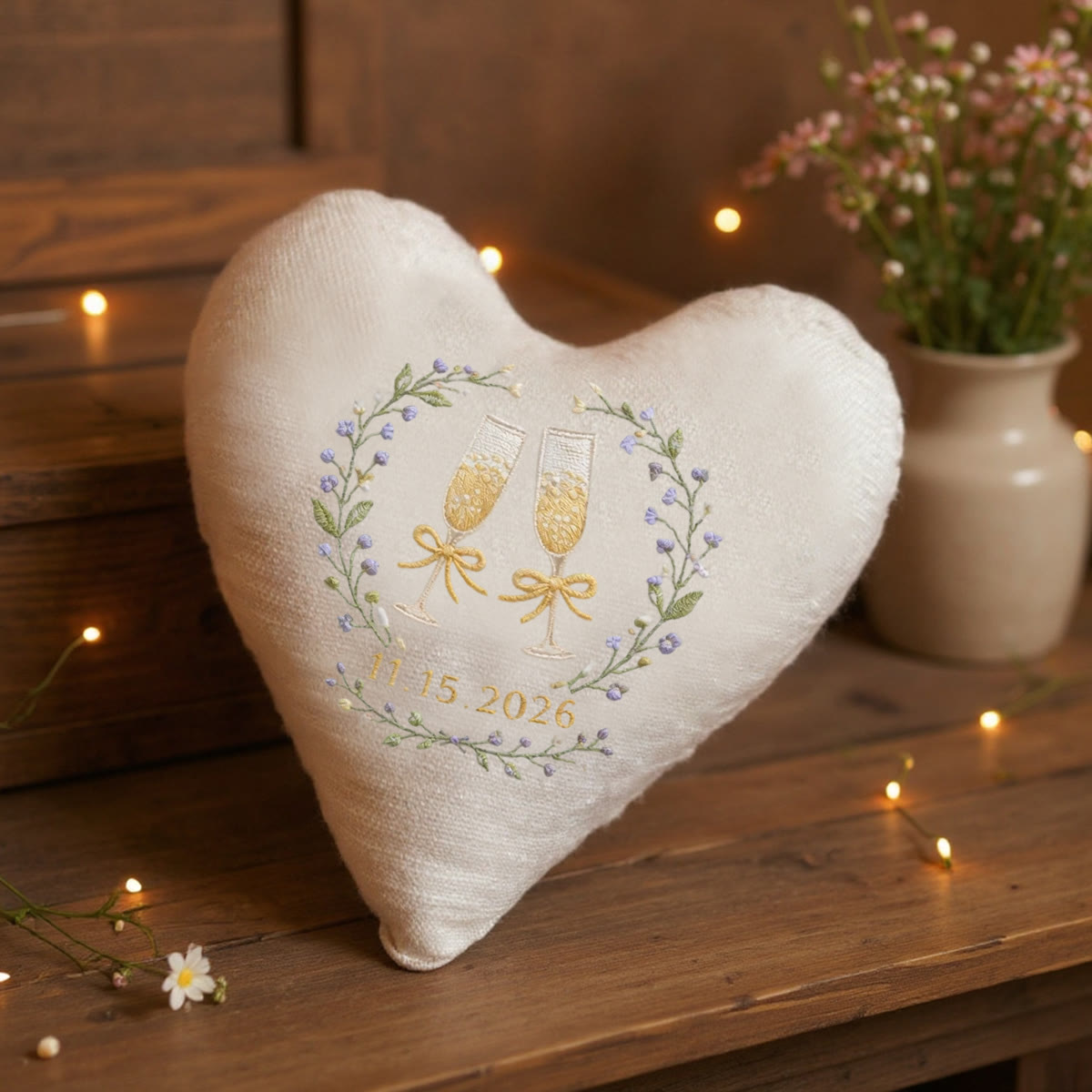 Rubbyoo Heart Embroidery Kit - Champagne Flute Purple Wreath | Anniversary Gifting | Diy Hand Embroidery Craft - image 5