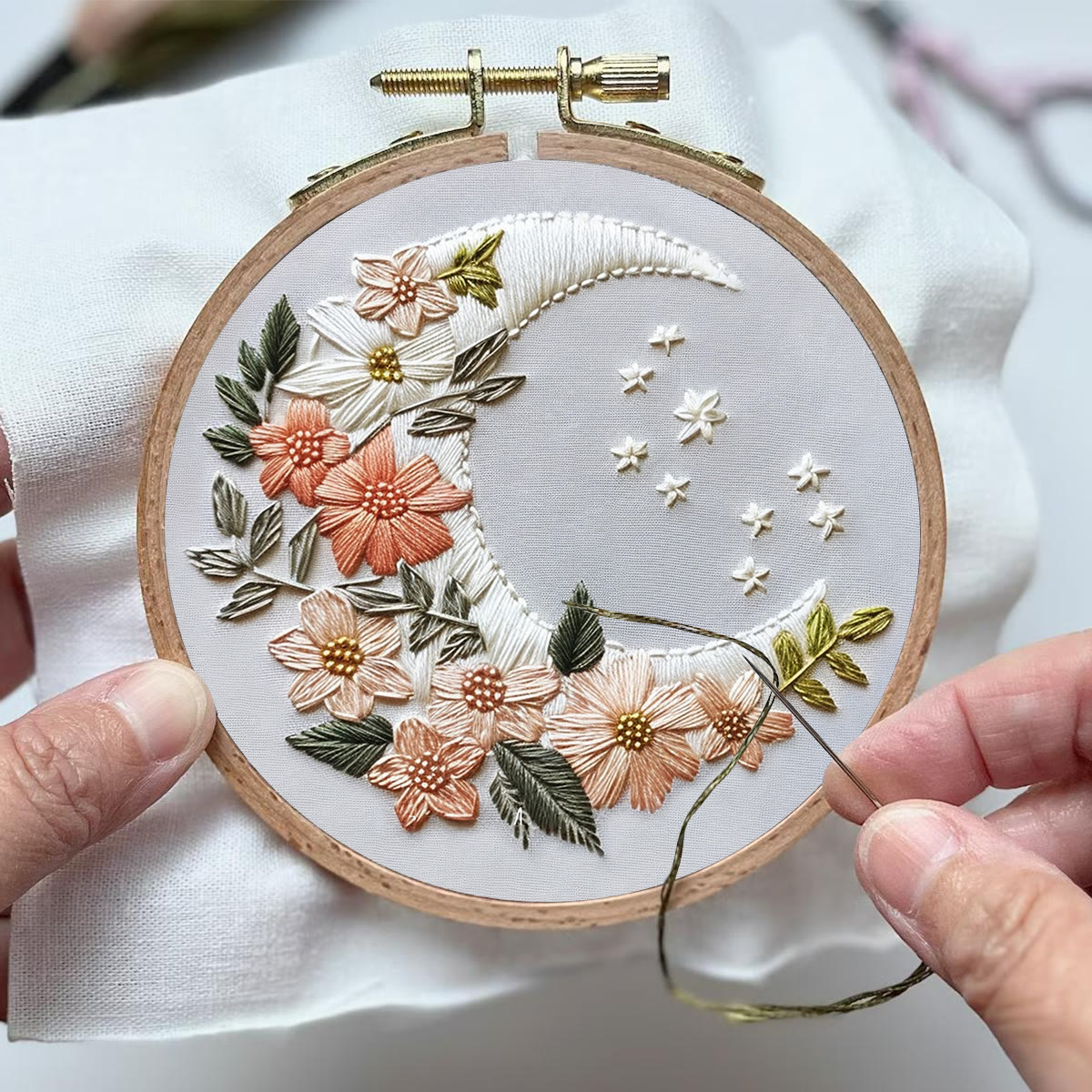 Rubbyoo Embroidery Kit-  Floral Moon - image 4