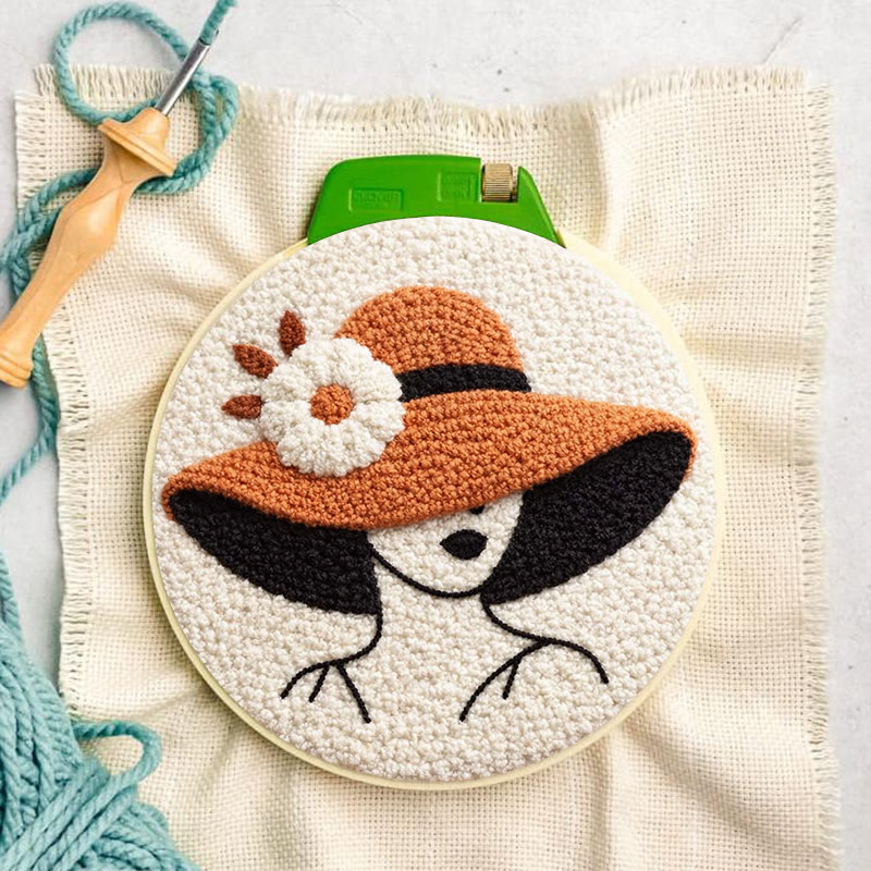Floral Hat Lady Silhouette Punch Needle Kit - Fun Handcraft Option | Beginner Friendly Home Accent Pick - image 7
