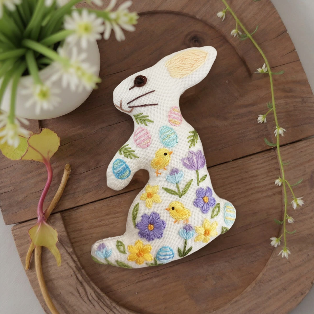 Rubbyoo Rabbit Embroidery Kit - Happy Chicks | Easter Animal Artwork | Holiday Wall Hanging  - image 7