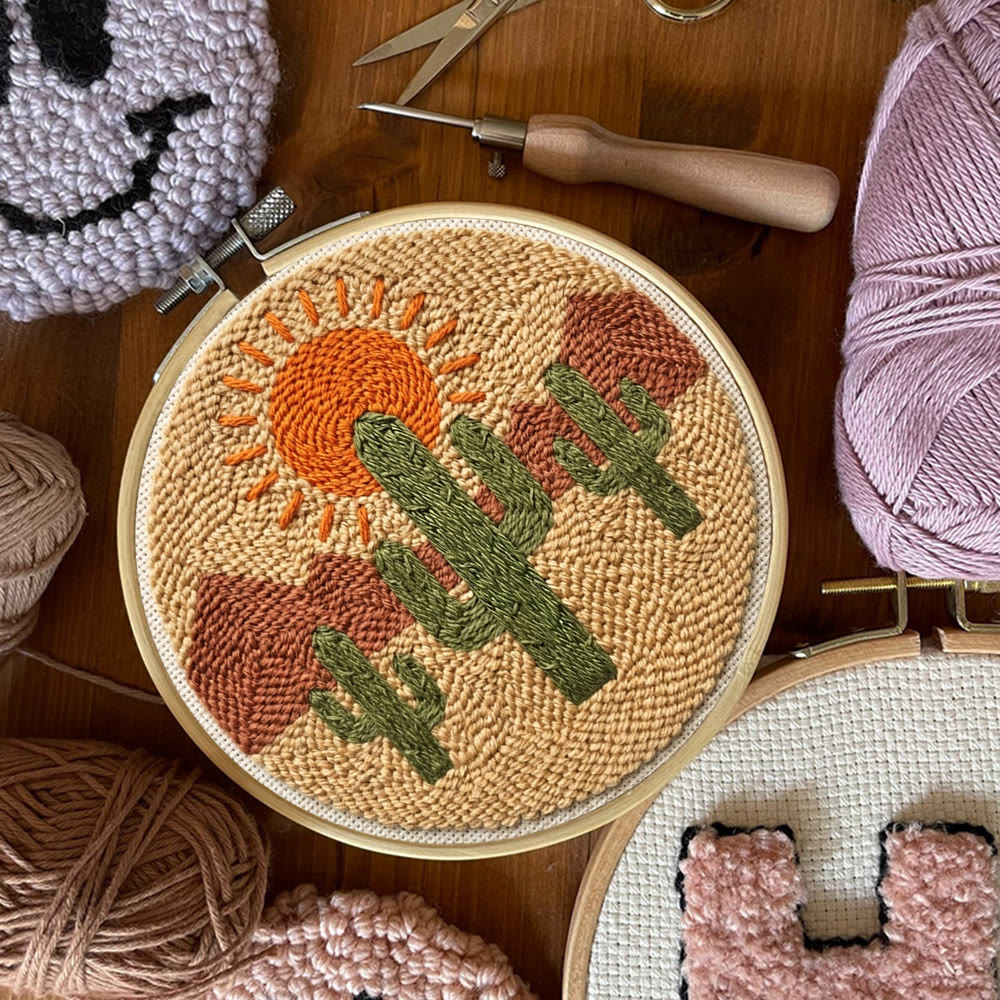 Desert Cactus Punch Needle Kit - Special Nature View Motif | Mindful Crafting Therapy - image 11