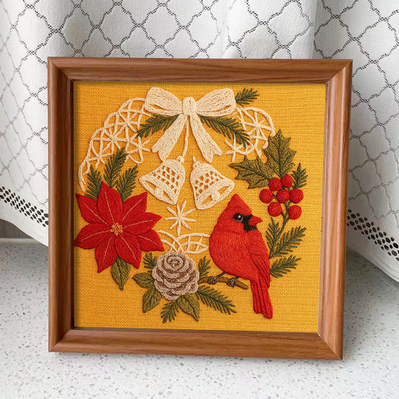 Rubbyoo Embroidery Kit - Christmas Celebration | Cardinal Bird Handicraft | Decorative Hoop Art - Embroidery Kit Plus An Extra Frame - image 13