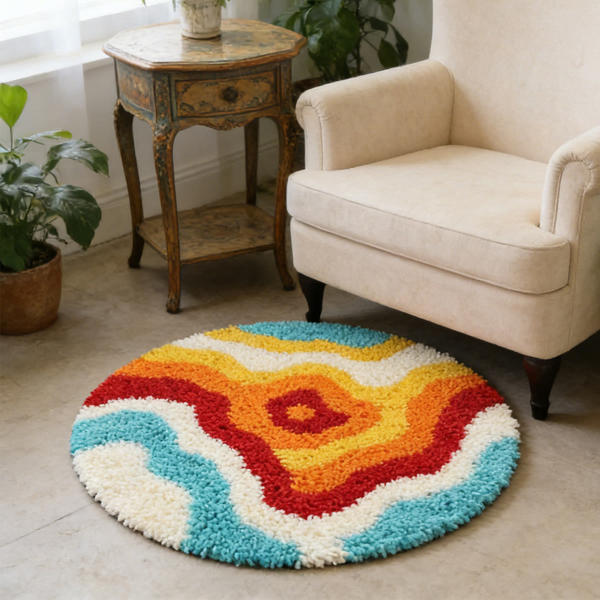Rubbyoo Latch Hook Rug Kit - Bright Design | Entryway Floor Mat | Unique Room Ornament - image 4