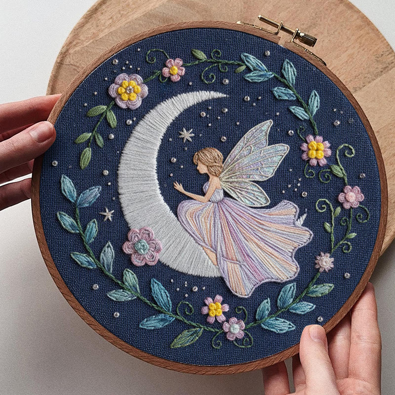 Rubbyoo Embroidery Kit - Fairy And Moon |  Celestial Needle Art | Unique Handmade Craft  - image 9