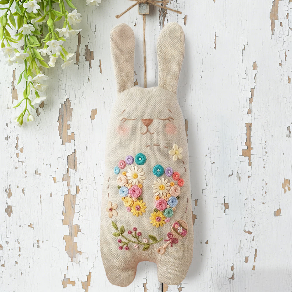 Rubbyoo Bunny Toy Embroidery Kit - Colorful Floral Wreath | Quick Craft | Cheerful Room Accent - image 4
