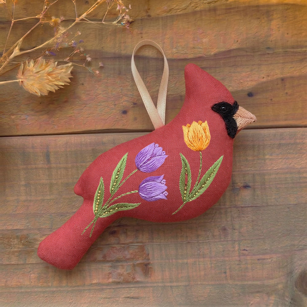 Rubbyoo Cardinal Embroidery Kit - Vivid Flowers | Stuffed Bird Toy | Personalized Craft For Mom  - image 5