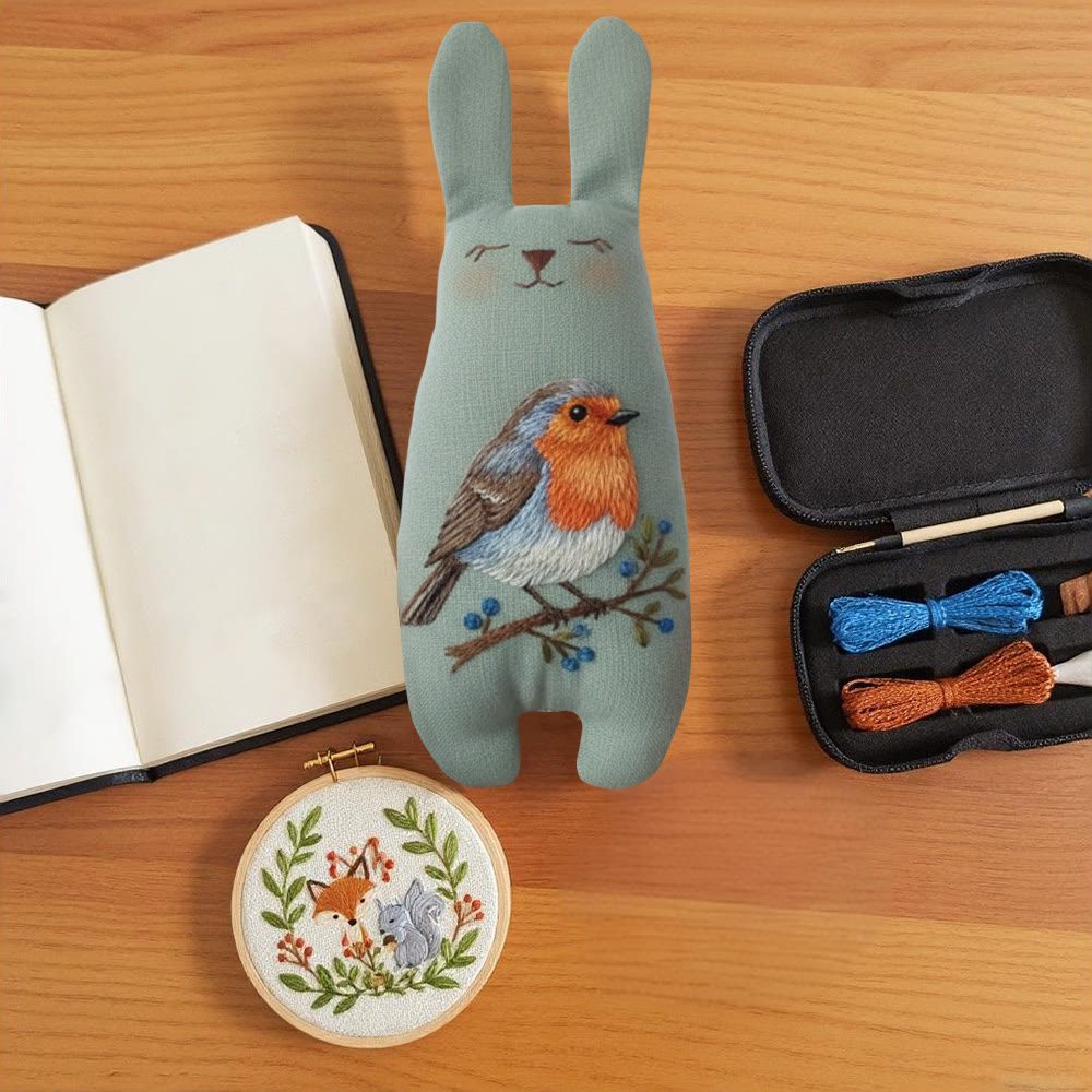 Rubbyoo Bunny Toy Embroidery Kit - Little Robin | Diy Sewing Art | Stuffed Bunny Pattern - image 9