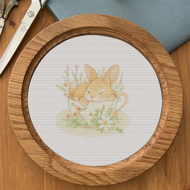  Cross Stitch Kit - Rabbit In Cup | Lovely Animal Stitch Work | Diy Handmade1 Craft  - image 8
