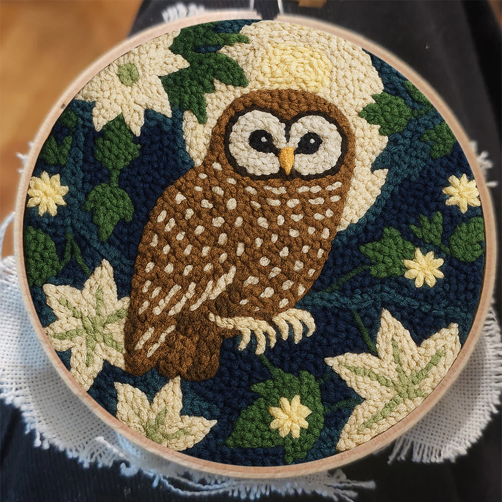 Nocturnal Owl Floral Punch Needle Kit – Artisanal Handcraft Creation | Exquisite Wall Hanging - image 11