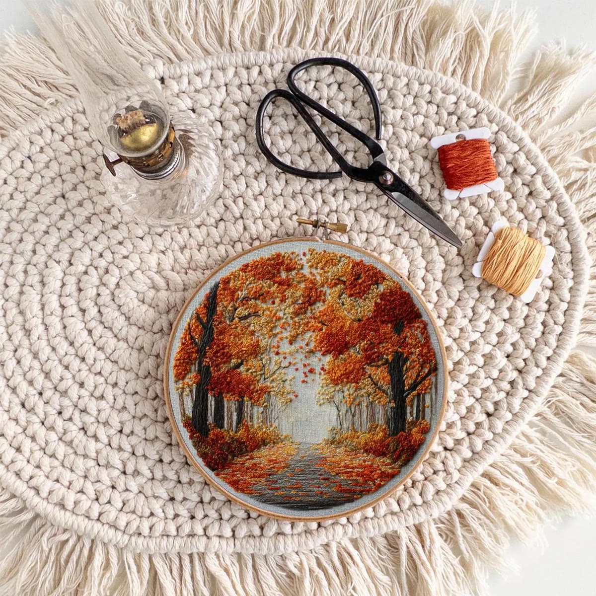 Rubbyoo Embroidery Kit - Fall Streets | Diy Hoop Art | Unique Landscape Needlecraft - image 8