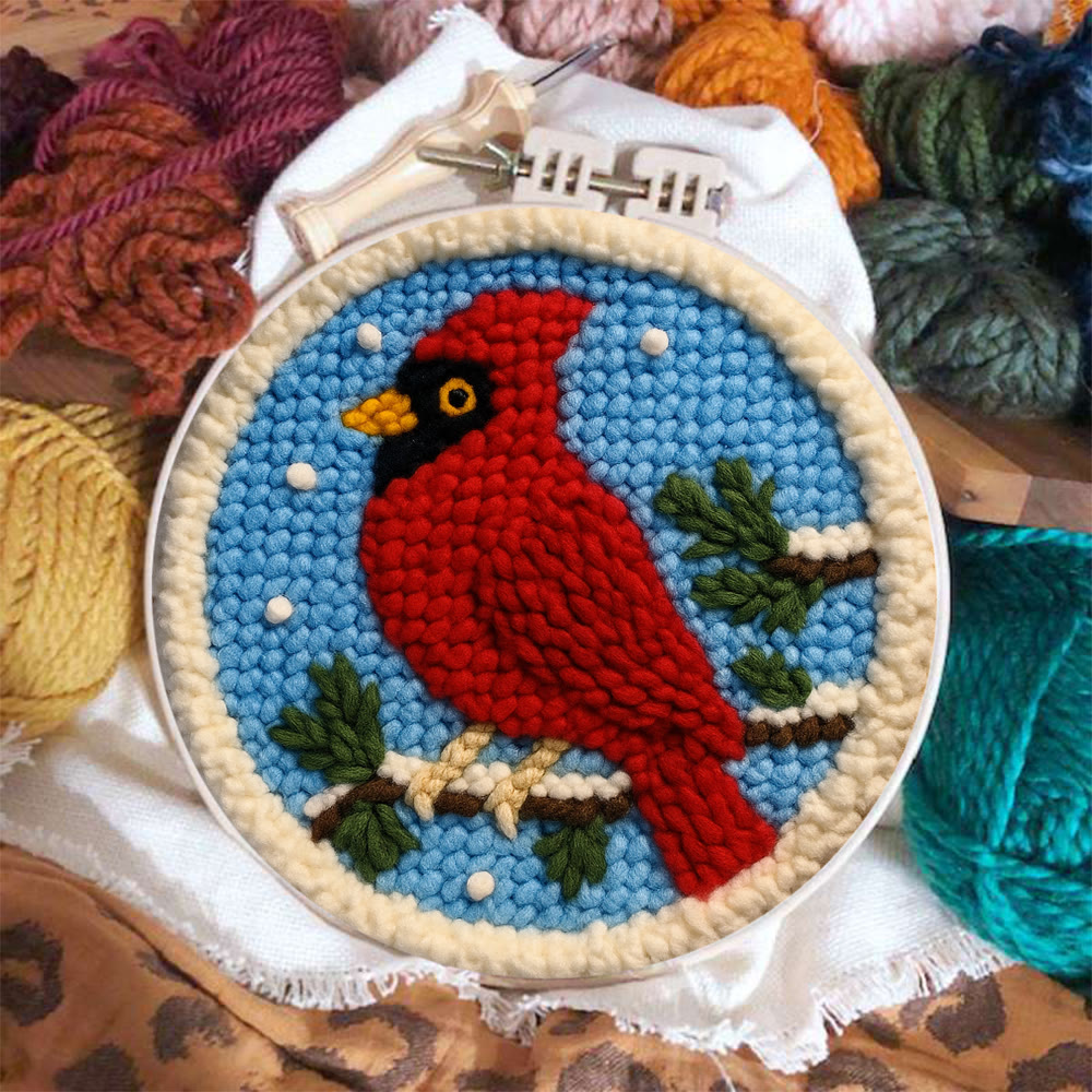 Winter Cardinal Punch Needle Kit – Beginner-easy Handcraft | Cozy Winter Wall Piece - image 6