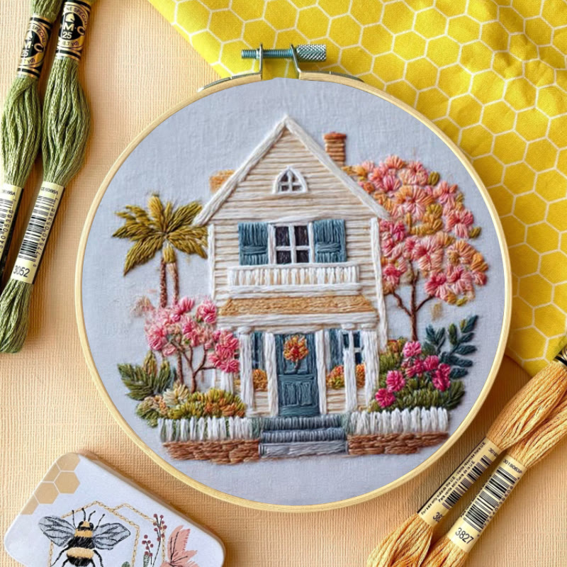 Rubbyoo Embroidery Kit - Vintage Cottage | Handmade Landscape Needlework | Diy Home Ornament - image 11