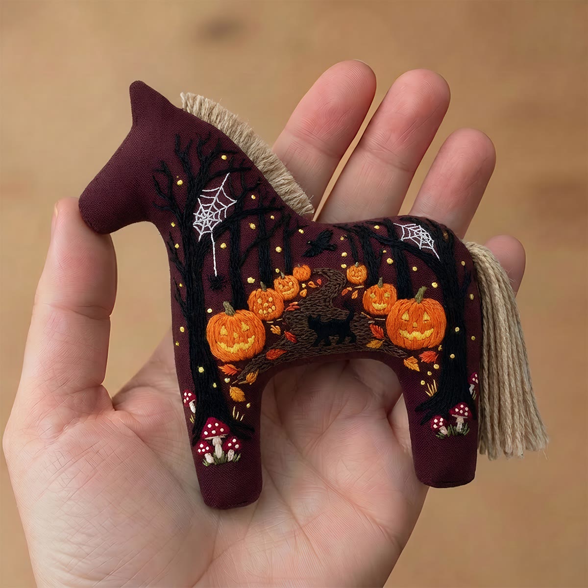 Rubbyoo Dala Horse Embroidery Kit - Glowing Pumpkins | Witchy Gifts For Her | Halloween Tree Ornament - image 9
