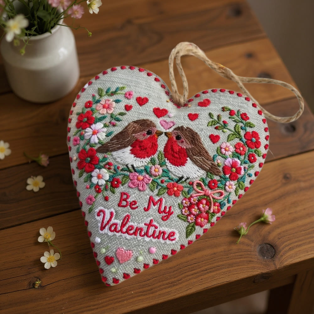 Rubbyoo Heart Embroidery Kit - Twin Robin With Lettering | Romantic Handstitched Diy | Sweet Valentine Gifting Choice - image 7