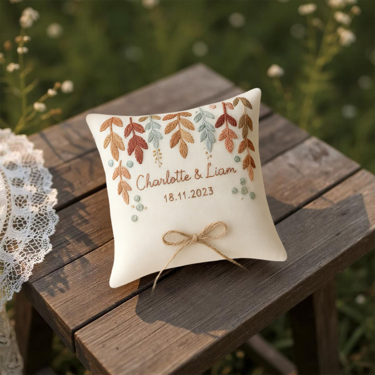 Rubbyoo Personalized Ring Bearer Pillow Embroidery Kit - Multicolored Leaf Decor | Beginner Handmade Gift | Gifting Favorite - image 10