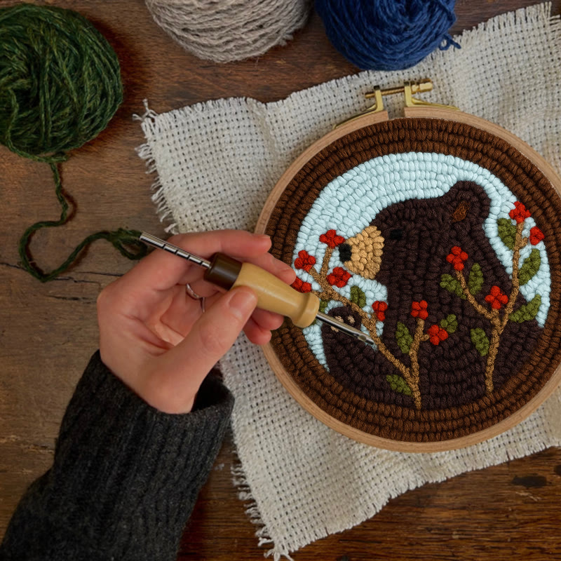 Brown Bear Punch Needle Kit - Adorable Animal Art | Handmade Gift For Decoration - image 4