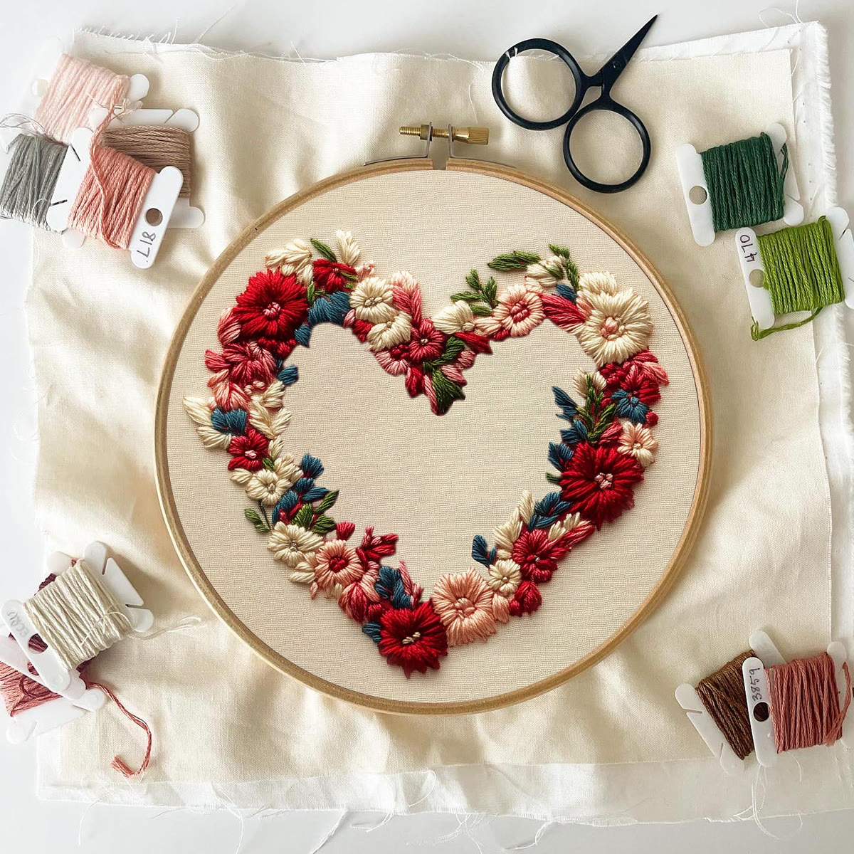 Rubbyoo Embroidery Kit - Red Floral-wreathed Heart | Valentine's Gifting Choice | Heartfelt Handcrafted Creation - image 5