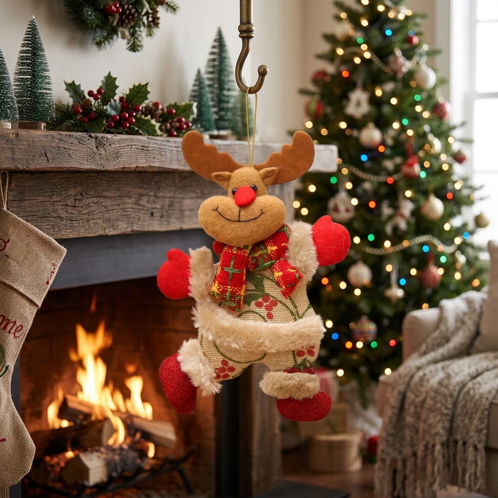 Rubbyoo Cozy Fabric Xmas Tree Ornament – Sweet Christmas Home Decor | Seasonal Holiday Displays  - Deer - image 6