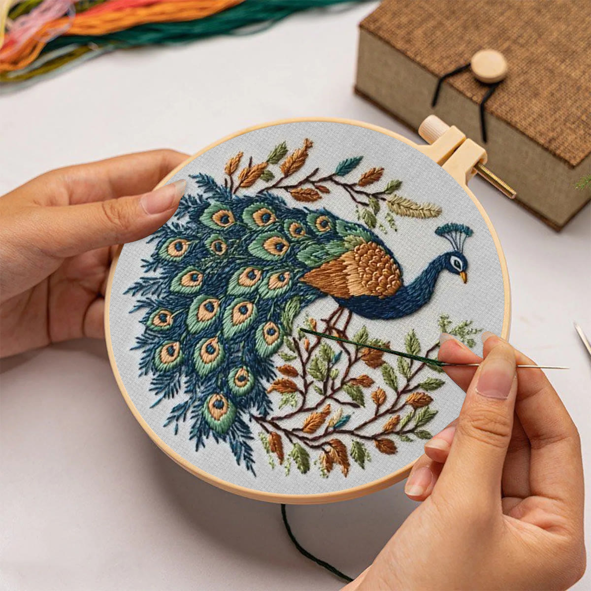 Rubbyoo Embroidery Kit - Elegant Peacock | Diy Hoop Art | Unique Decorative Needlework  - image 4