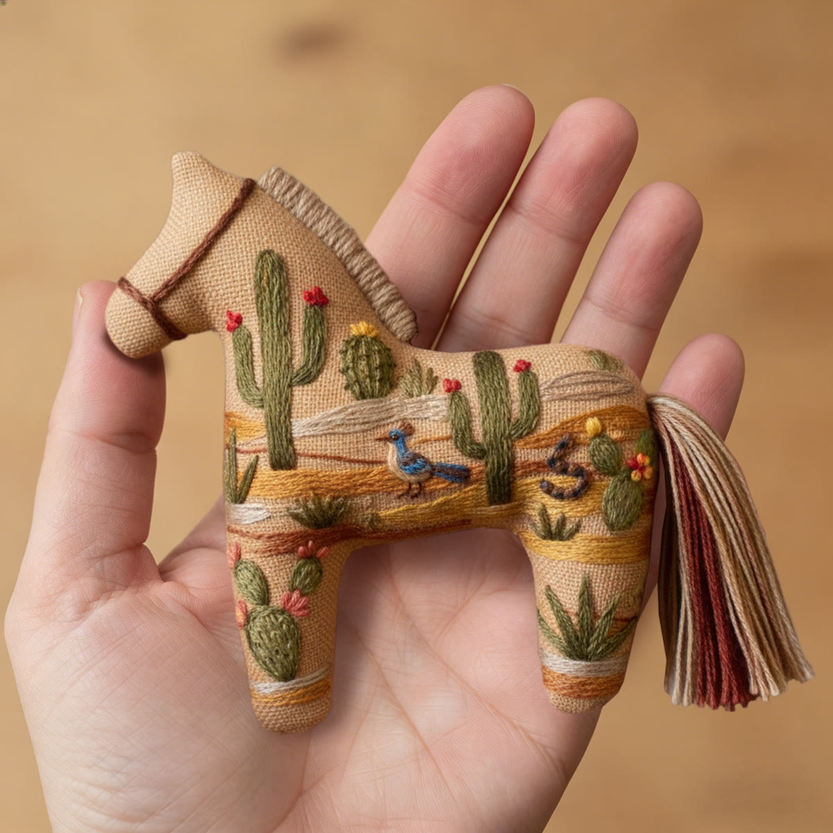 Rubbyoo Dala Horse Embroidery Kit - Desert Cactus Bird | Southwestern Craft | Eye-catching Table Ornament - image 7