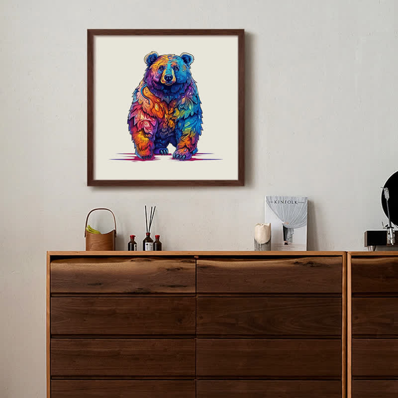 Rubbyoo Beautiful Psychedelic Furious Bear - Wooden Jigsaw Puzzle